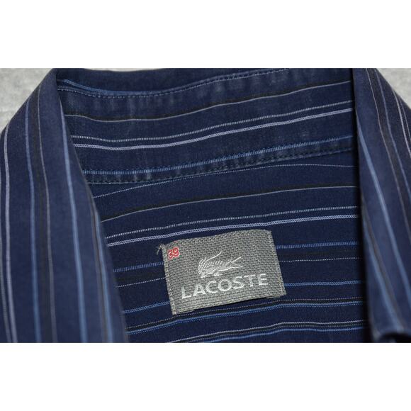 Lacoste Button Up Dress Shirt Mens Size Small or 39 Blue Cotton Front Pocket - Picture 3 of 7